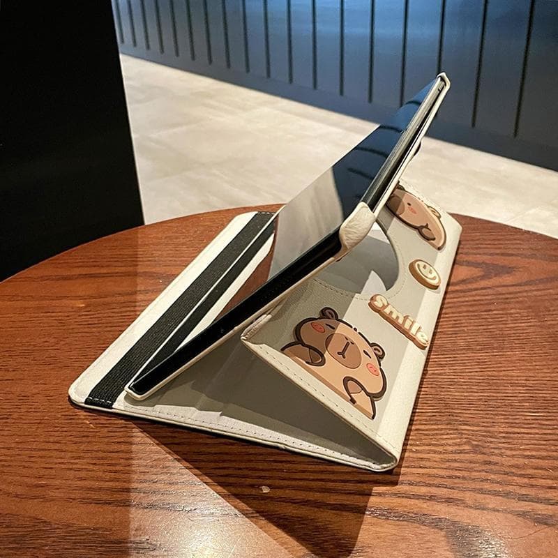 Capybara กาปิบาล่า หมุนได้ 360 หนังแบบฝาพับ เคสแท็บเล็ต Tablet Samsung Tab A11 A9 A8 A7 A 2019 + S10 S9 S8 S7 FE S6 Lite รูปที่ 6