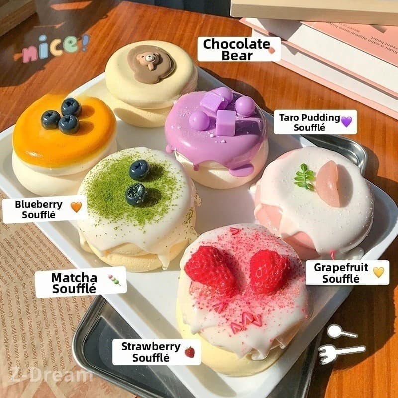 Soufflé ซิลิโคนเกรดอาหาร Taba Squishy, ของเล่นบีบนุ่มครีมทํามือ, คลายเครียดคลาสสํานักงาน, ของขวัญอีสเตอร์คริสต์มาส รูปที่ 2