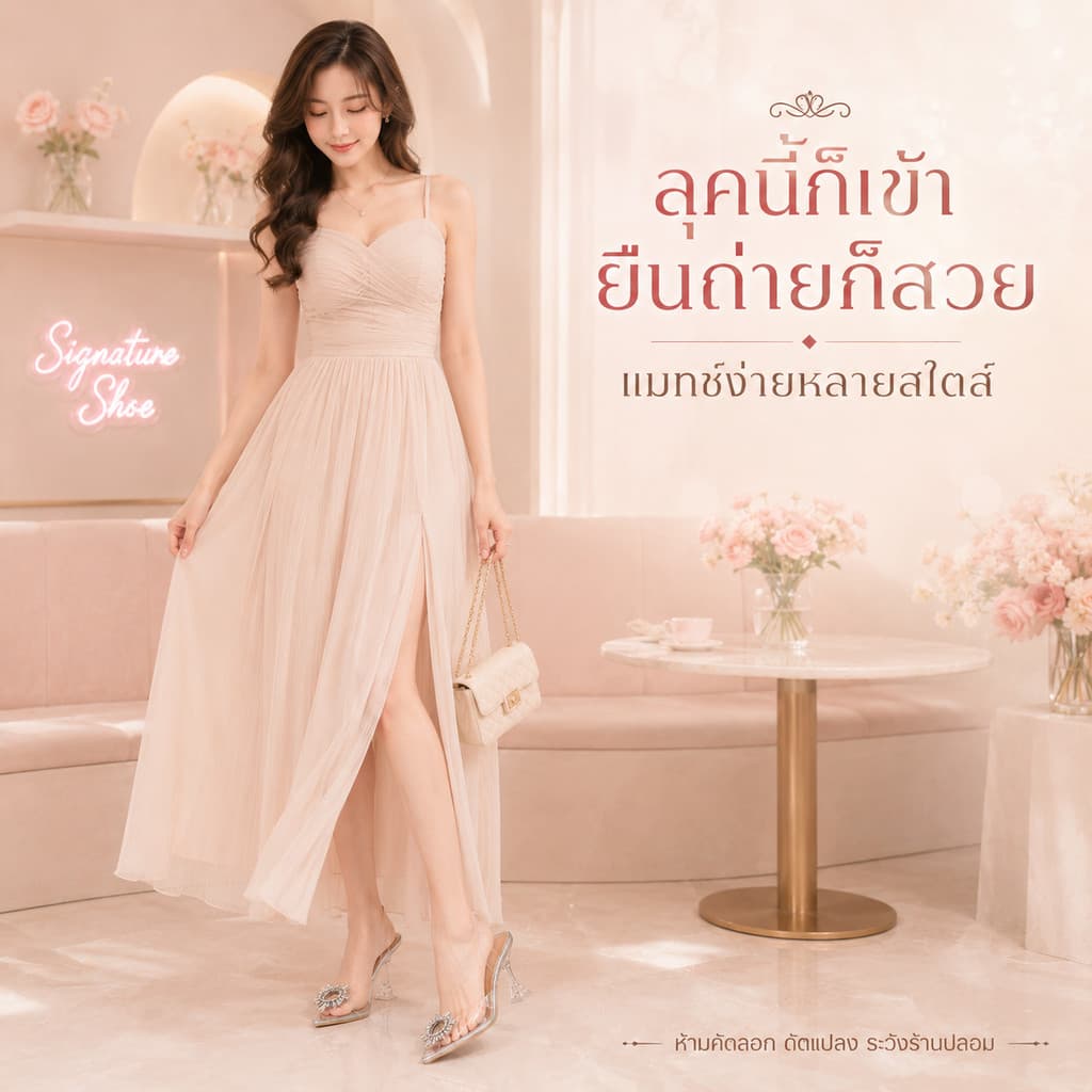 รุ่นอัพเกรด 34-43 ส้นสูง 3 / 3.5 นิ้ว รองเท้าส้นแก้ว ส้นใส 505 รูปที่ 7