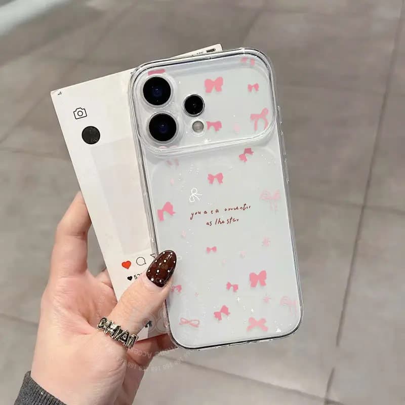 เคส OPPO Reno 16 16F 15 15F 14F 14 Pro 5G เคส OPPO Reno 16 15 Pro Max เคสน่ารักโบว์ชมพูใสกันกระแทก เคสผิวฝ้าอ่อนนุ่มไล่เฉดเบา ๆ สำหรับโทรศัพท์สำหรับนักเรียนผู้หญิง รูปที่ 2
