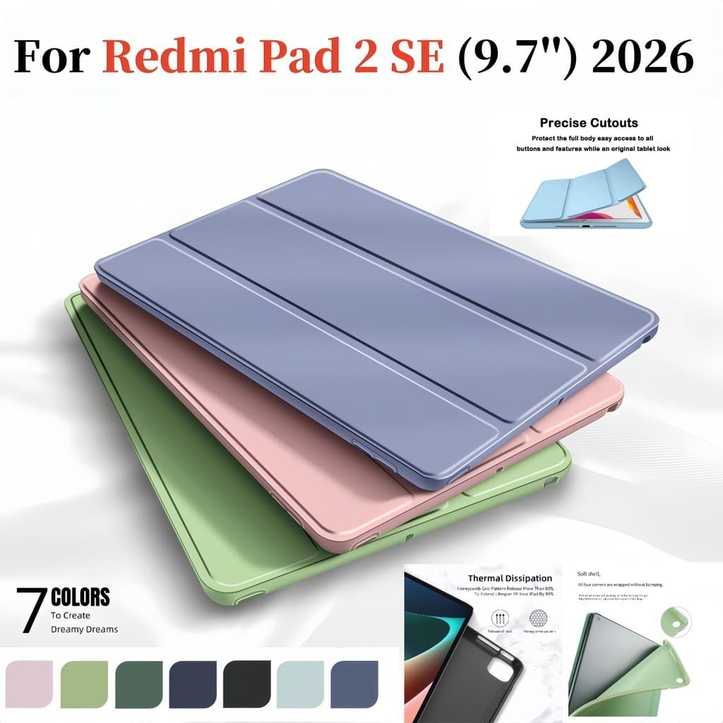 สําหรับ Xiaomi Redmi Pad 2 9.7 2026 | WiFi 4G ซิลิโคนนุ่มฝาครอบ PAD2 SE 8.7 พับ Stent แท็บเล็ตกันกระแทก 050 รูปที่ 1