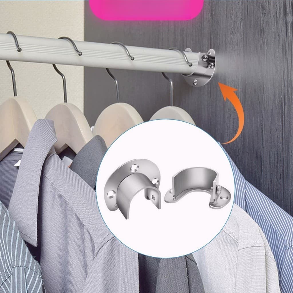 ราวจับหน้าแปลน สเตนเลส รูปตัว U สําหรับในตู้เสื้อผ้า ขนาด 25mm 32mm Closet Rod Brackets รูปที่ 3