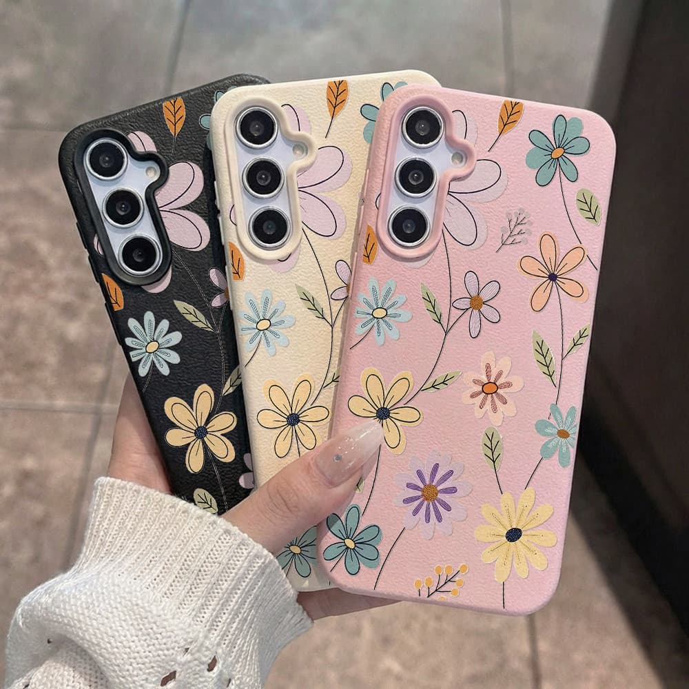 เคส for Samsung A07 A17 A56 A55 A16 A15 A35 A05S A26 A36 A54 S23 S25 S26 Ultra S24 FE ดอกไม้หลากสี เคสโทรศัพท์มือถือหนัง รูปที่ 4