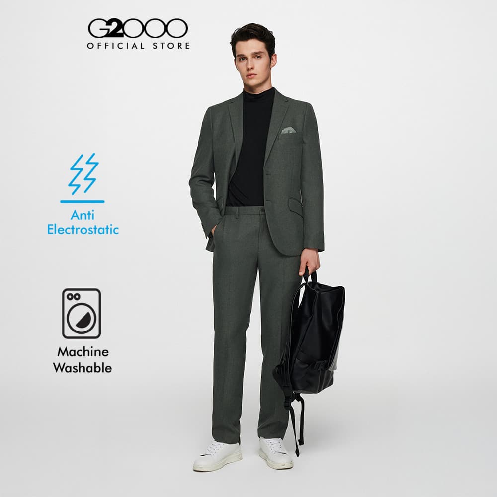 G2000 กางเกงสูทสำหรับผู้ชาย Regular Fit รุ่น 3615205196 สีเทาเข้ม รูปที่ 1