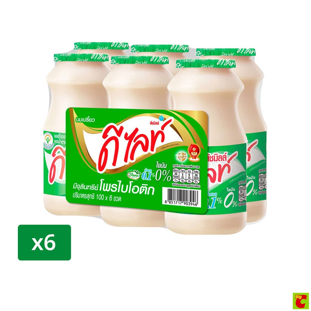 ดัชมิลล์ ดีไลท์ นมเปรี้ยวปราศจากไขมัน สูตรน้ำตาล 0.1% 100 มล. แพ็ค 6 ขวด รูปที่ 1