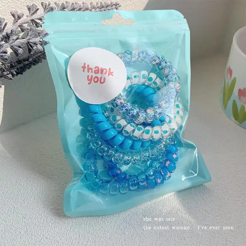 ชุดยางรัดผมสายโทรศัพท์ลายดอกไม้เกลียว 6 เส้น โปร่งใส สีพาสเทล ยางมัดผมยางยืดสไตล์เกาหลีหวานสําหรับผู้หญิง เครื่องประดับผมประจําวัน รูปที่ 6