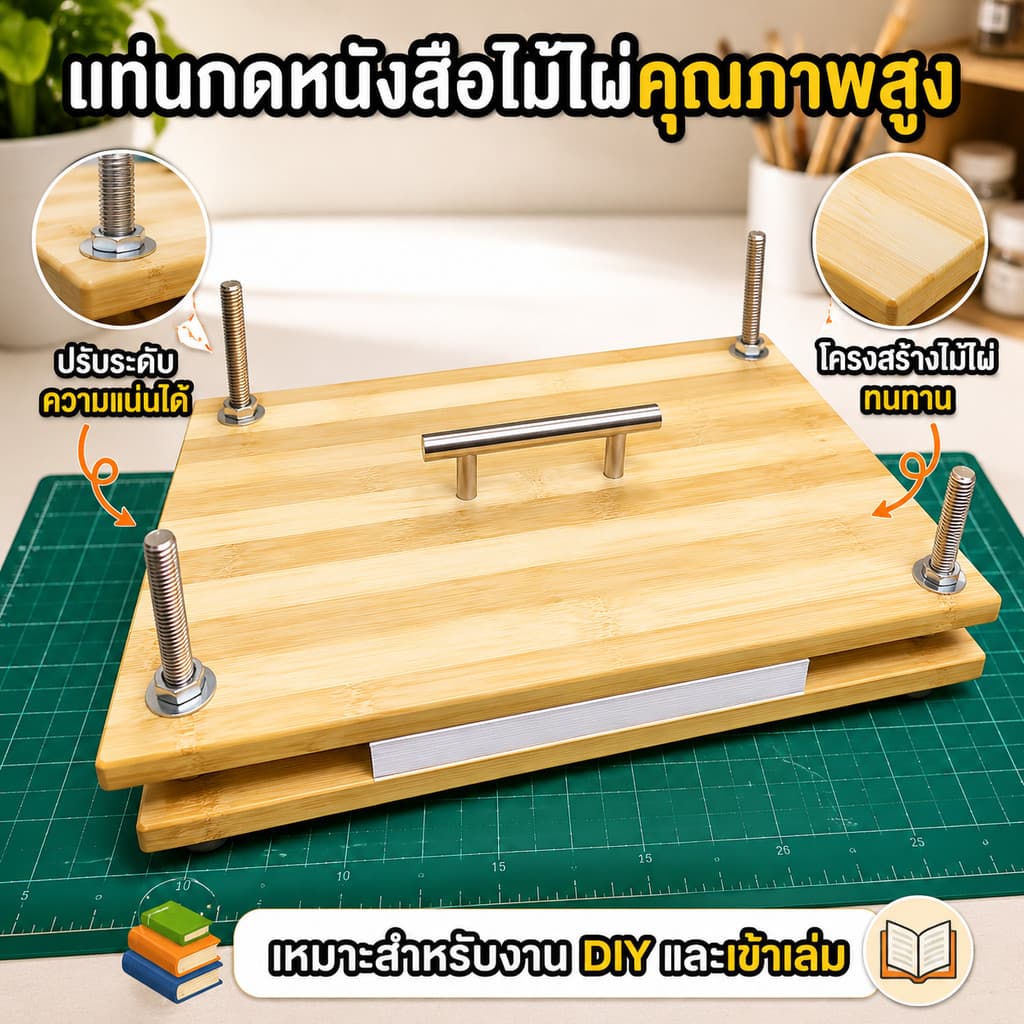 แท่นกดหนังสือไม้ไผ่ 2 ชั้น อุปกรณ์ทับกระดาษงานฝีมือ DIY แข็งแรงทนทาน ใช้งานง่าย พร้อมน็อตยึดแน่น รูปที่ 1