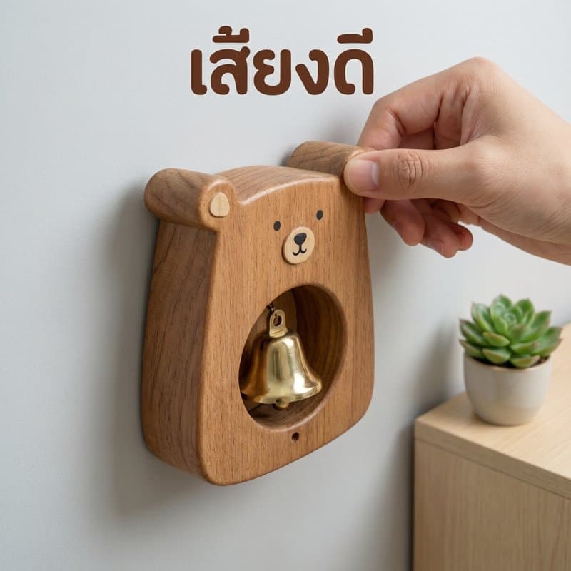 กระดิ่งประตู กระดิ่งลมประตู กระดิ่งแม่เหล็ก ทองเหลือง หมีไม้ เสียงใส แต่งบ้าน หน้าร้าน ของขวัญ รูปที่ 2