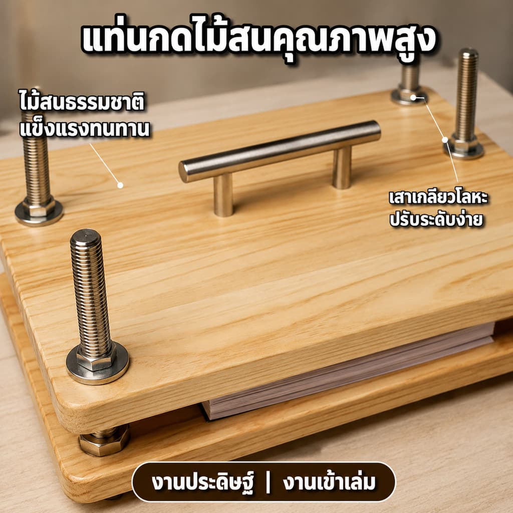 แท่นกดหนังสือไม้ไผ่ 2 ชั้น อุปกรณ์ทับกระดาษงานฝีมือ DIY แข็งแรงทนทาน ใช้งานง่าย พร้อมน็อตยึดแน่น รูปที่ 9