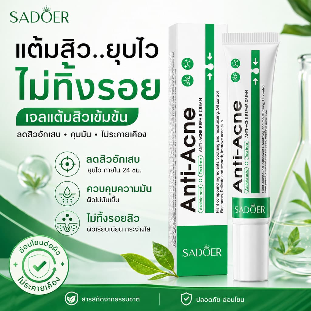 ซื้อ 1 แถม 1 SADOER ครีมลดปัญหาสิว เนื้อครีม ขนาด20กรัม บำรุงผิวหนัง ผลิตภัณฑ์บำรุงผิวหน้า สูตรสำหรับผิวเป็นสิวง่าย รูปที่ 2