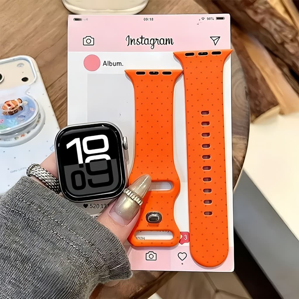 ลายจุดสีขาวเหมาะสําหรับ iwatchs11/10 สาย Apple Watch SE ซิลิโคน Applewatchs9/8/7 รูปที่ 7