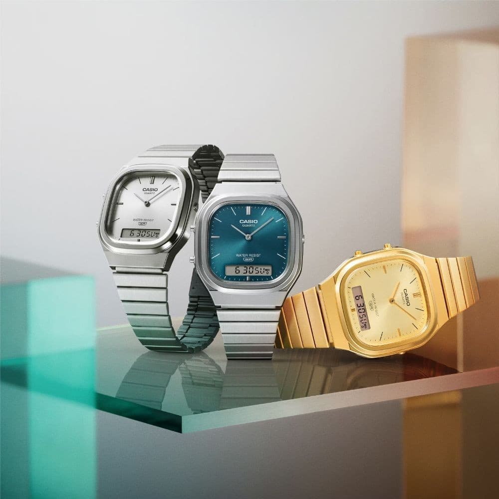 CASIO นาฬิกาข้อมือ CASIO รุ่น AQ-240E-3ADF สายสเตนเลส สีเขียวน้ำทะเล รูปที่ 4
