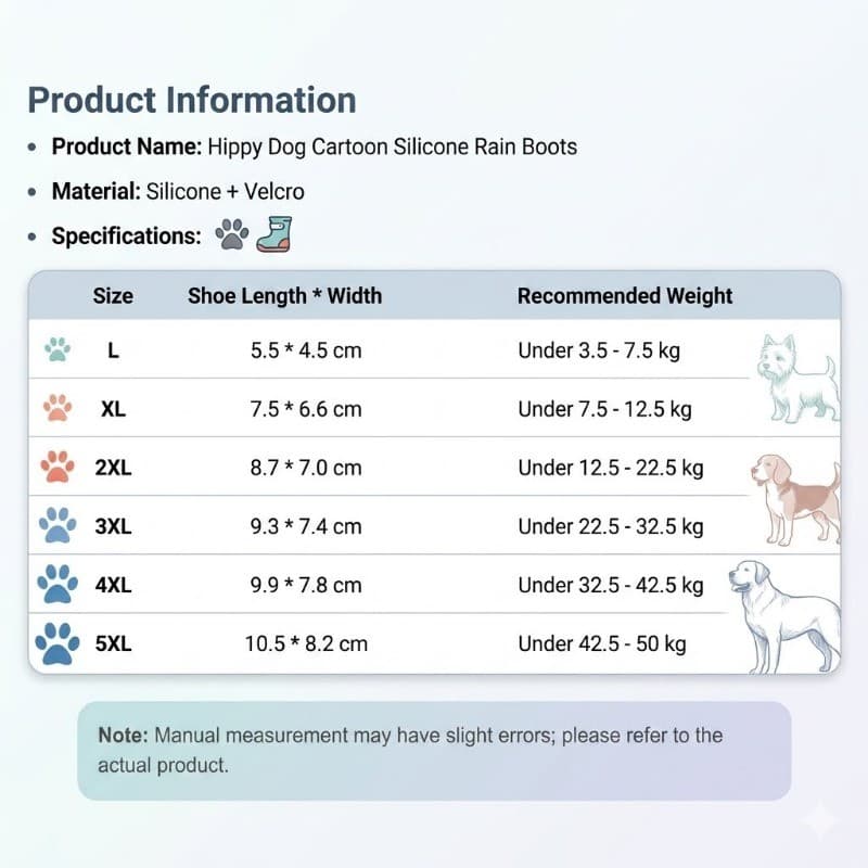 รองเท้าสัตว์เลี้ยง ไซส์ใหญ่มาก S-5XL รองเท้าสุนัข ลาย การ์ตูน รองเท้ากันน้ำ หมาพันธุ์ใหญ่ รูปที่ 4