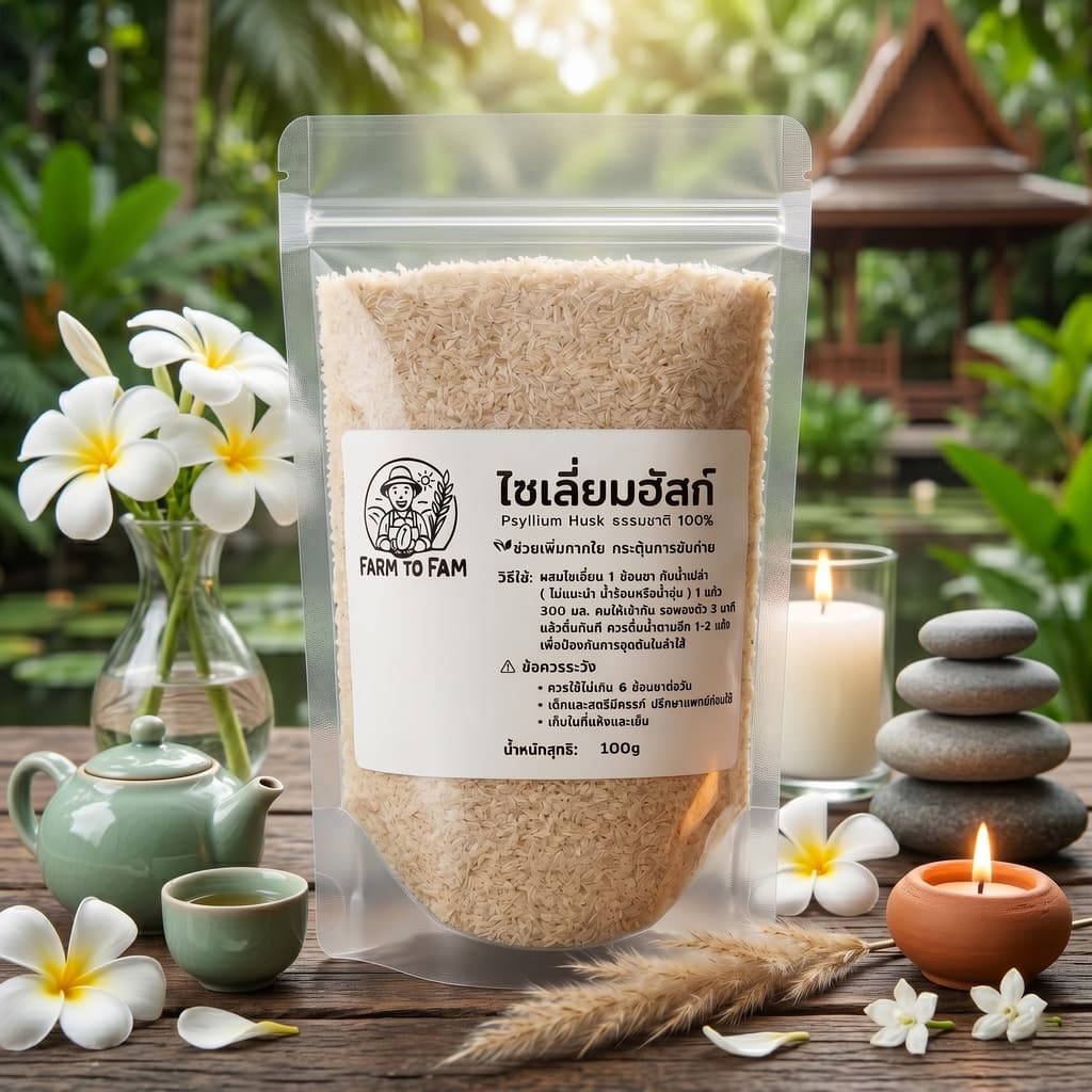 ไซเลี่ยมฮัสค์ ของแท้ ใยอาหาร Psyllium Husk ไฟเบอร์สูง ดีท็อกซ์ลำไส้ ขาวสะอาด เกรดA รูปที่ 1