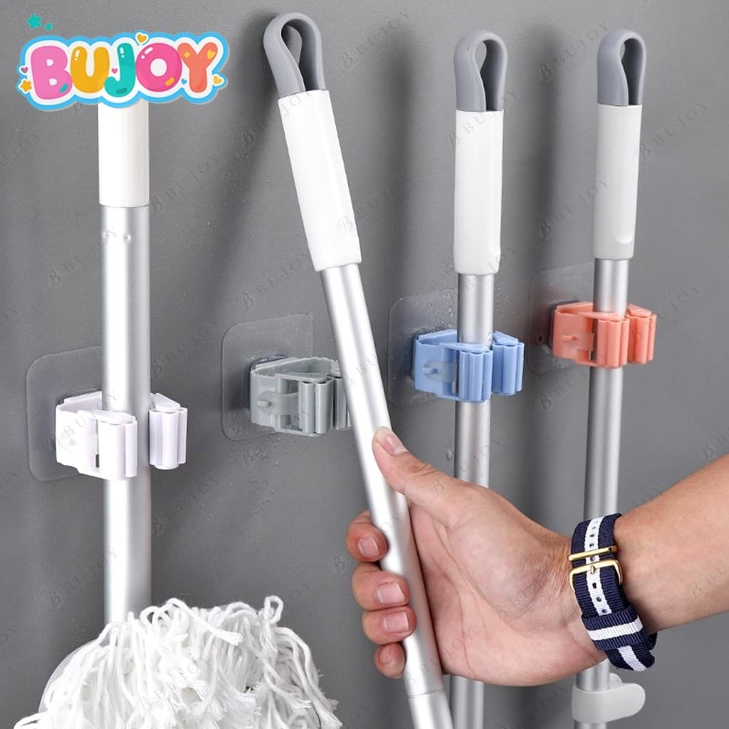 JoyTray ที่แขวนไม้กวาด ที่แขวนไม้กวาดติดผนัง ไม้ถูพื้น ติดตั้งง่าย แข็งแรงทนทาน ที่หนีบอเนกประสงค์ รูปที่ 1