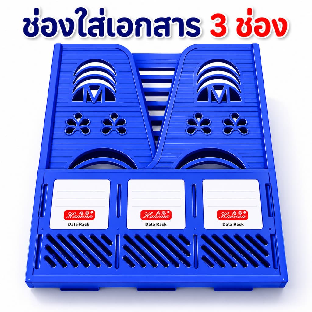KIKI ชั้นวางเอกสาร 3 ช่อง กล่องใส่เอกสารตั้งโต๊ะ พลาสติกแข็งแรง ประกอบง่าย ที่คั่นหนังสือ กล่องแฟ้มเอกสาร File Rack รูปที่ 4
