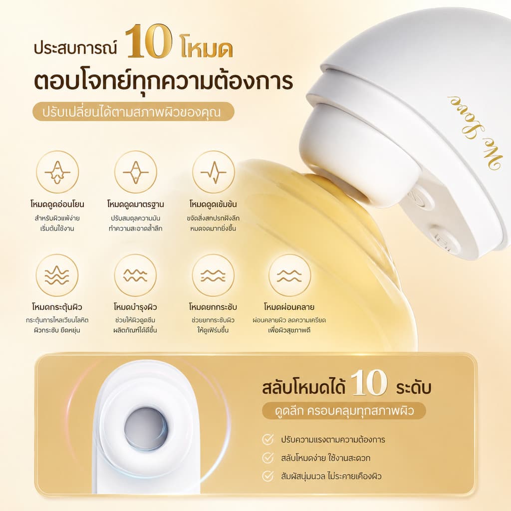 เครื่องดูดสิวหัวดำ เครื่องนวดหน้า ชาร์จ USB ⭐ นำไอออนเข้าเซรั่ม ช่วยผิวดูดซับคอลลาเจน พกพาสะดวก รูปที่ 6