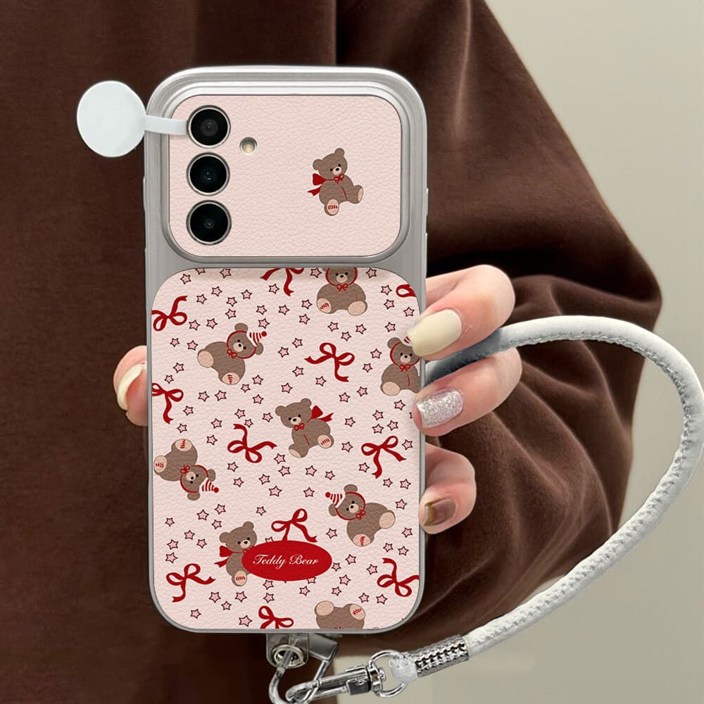 ตุ๊กตาหมีติดโบว์ เคส For Samsung S26 A07 A17 A27 A37 A57 A56 A36 A06 A16 A35 A55 A15 เคสโทรศัพท์หนังแกะ เคสโทรศัพท์ รูปที่ 5
