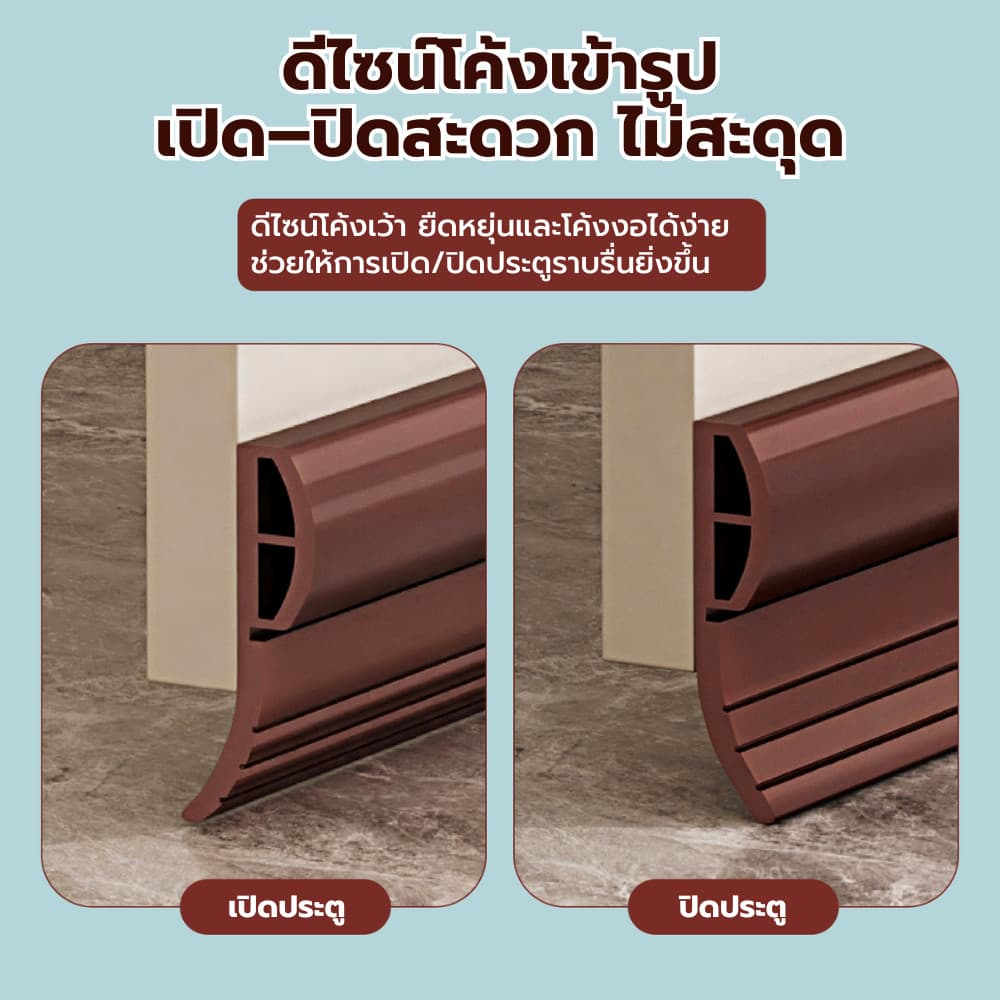 ซีลประตูกันเสียง ที่กั้นประตู ที่กั้นประตูกันฝุ่น กันแมลง ขอบประตูกันแอรออก กาวในตัว กันน้ำ กันแอร์ออก ป้องกันเสียง รูปที่ 4