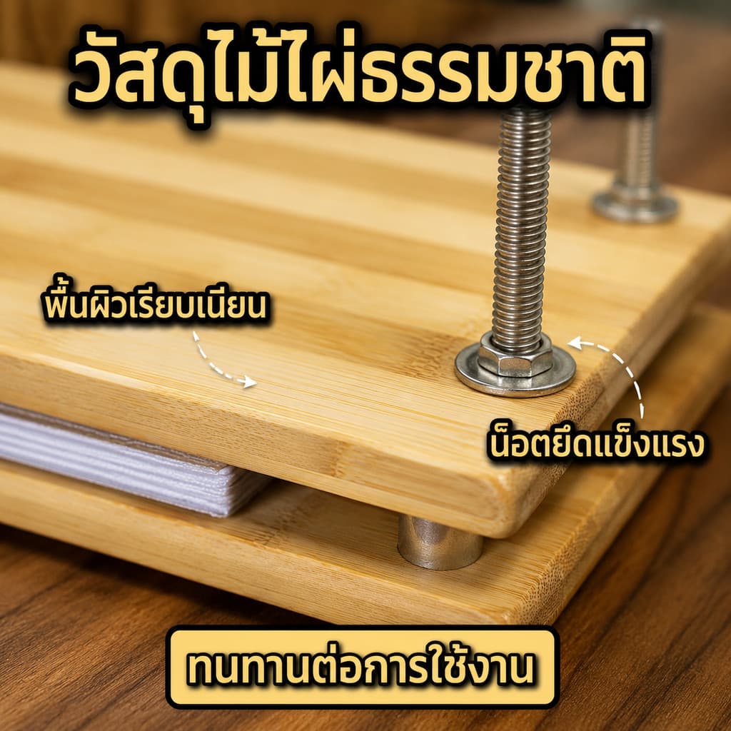 แท่นกดหนังสือไม้ไผ่ 2 ชั้น อุปกรณ์ทับกระดาษงานฝีมือ DIY แข็งแรงทนทาน ใช้งานง่าย พร้อมน็อตยึดแน่น รูปที่ 4