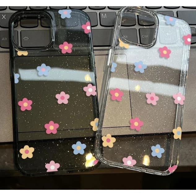 for เคส OPPO a38 a17k a3X a3s a57E a74 a5 a92 a55 a58 a16 a5s a76 a94 ทรงใสแวววาว ลายสไมลี่ ดาว ดอกไม้ สีสันสดใส รูปที่ 1