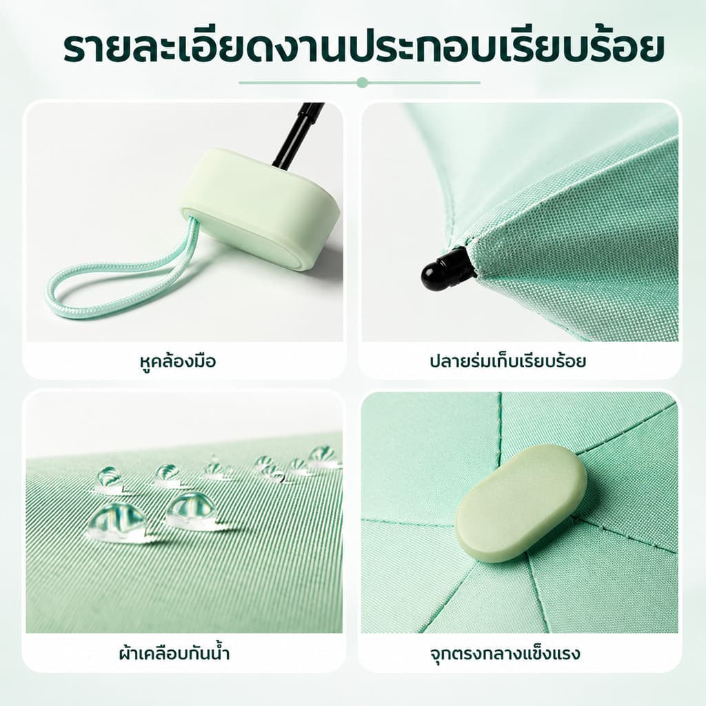 จัดส่งจากกรุงเทพร่มพับมินิพกพาง่าย กันแดดกันฝน UPF50+ น้ำหนักเบา พร้อมกล่องเก็บ มีให้เลือก 6 สี สไตล์มินิมอล รูปที่ 8