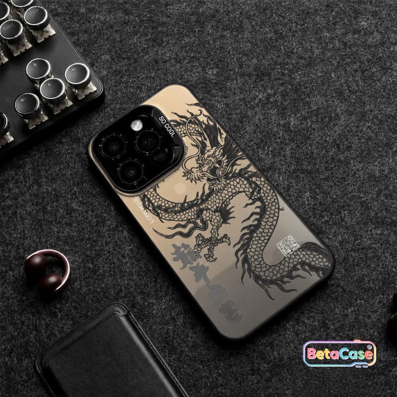 เคสโทรศัพท์ลายมังกรสีดำและขาวสุดเท่สไตล์แฟชั่น IMD สำหรับ iPhone 17 17pro 16 16pro 11 15 14 13 12 XR X XS Max 8 7Plus รูปที่ 1
