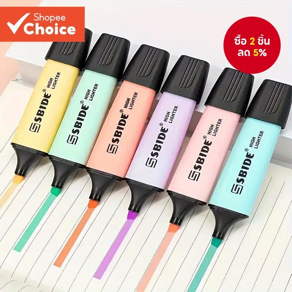 ปากกามาร์กเกอร์เรืองแสง 6 สี – เครื่องเขียนน่ารักสําหรับเด็ก School Study & Higlighter ชุดปากกา รูปที่ 1