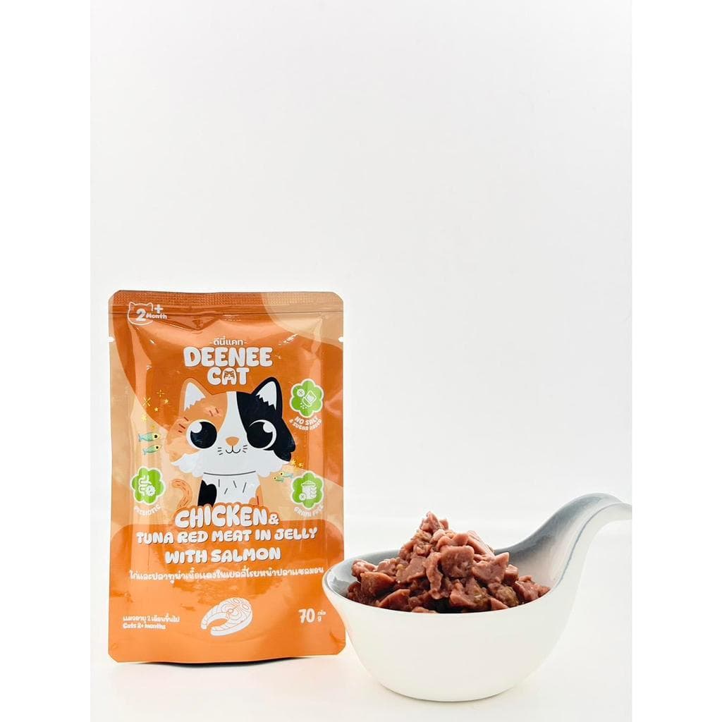 อาหารเปียกแมวแบบซองขนาด 70g. Deenee cat ไม่เติมเกลือ สูตรเกรนฟรี อร่อยเด้งในเยลลี่ สำหรับลูกแมว 2 เดือนขึ้นไป รูปที่ 5