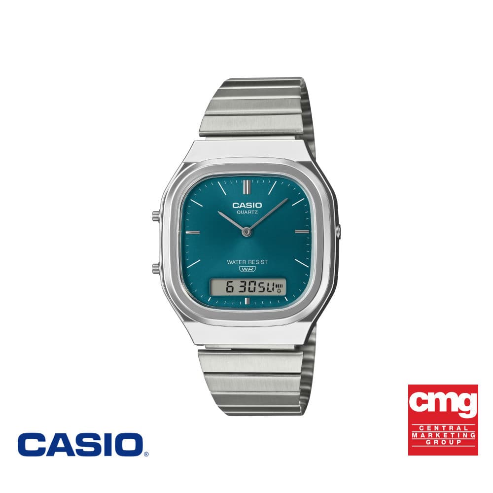 CASIO นาฬิกาข้อมือ CASIO รุ่น AQ-240E-3ADF สายสเตนเลส สีเขียวน้ำทะเล รูปที่ 1