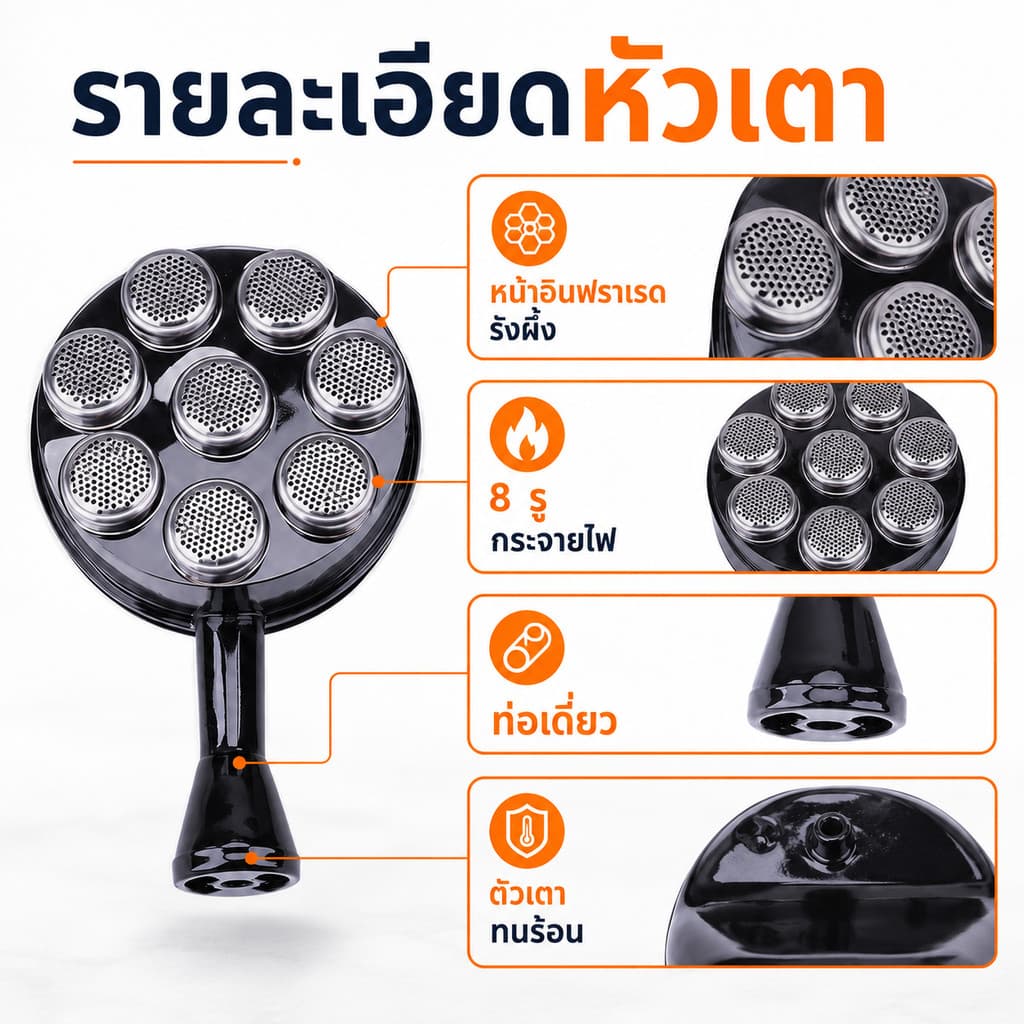 หัวเตาแก๊สตั้งโต๊ะ 90/115/125/135 มม. อะไหล่เตาแก๊สเก่า หัวเตาอินฟราเรด ไฟแรง ประหยัดแก๊ส เปลี่ยนง่าย COD รูปที่ 4