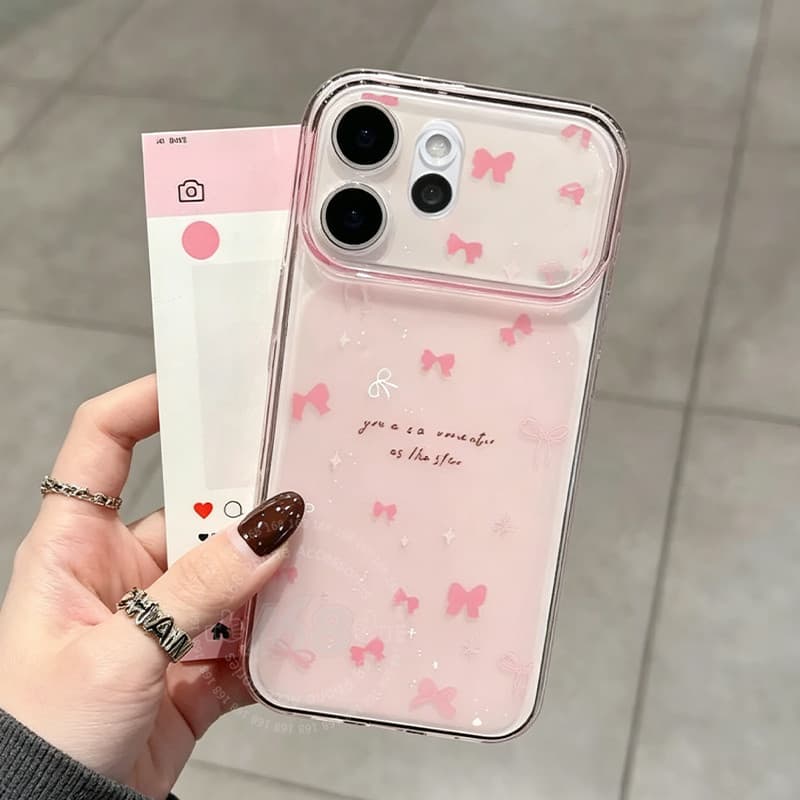 เคส OPPO Reno 16 16F 15 15F 14F 14 Pro 5G เคส OPPO Reno 16 15 Pro Max เคสน่ารักโบว์ชมพูใสกันกระแทก เคสผิวฝ้าอ่อนนุ่มไล่เฉดเบา ๆ สำหรับโทรศัพท์สำหรับนักเรียนผู้หญิง รูปที่ 1