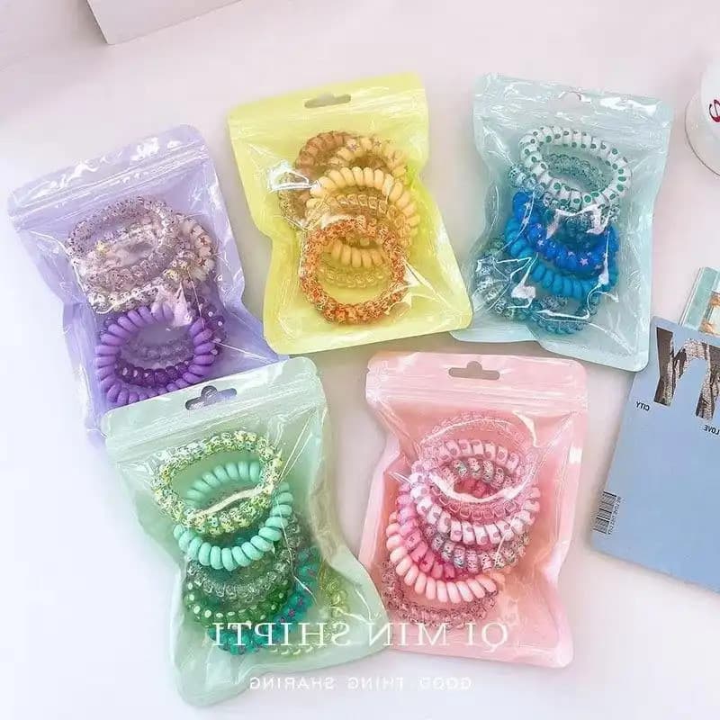 ชุดยางรัดผมสายโทรศัพท์ลายดอกไม้เกลียว 6 เส้น โปร่งใส สีพาสเทล ยางมัดผมยางยืดสไตล์เกาหลีหวานสําหรับผู้หญิง เครื่องประดับผมประจําวัน รูปที่ 4