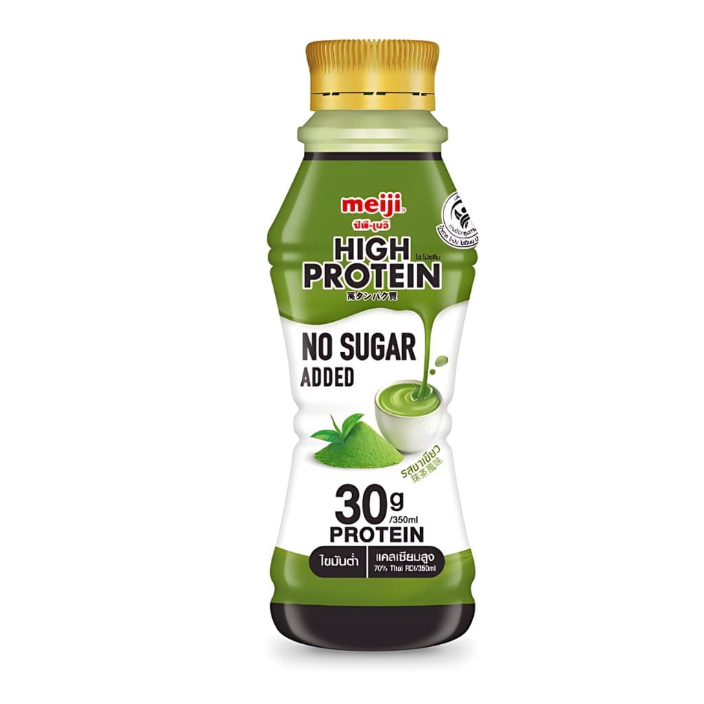เมจิ นมไฮโปรตีนไม่เติมน้ำตาลชาเขียว Meiji High Protein Milk Zero Green Tea 350ml. รูปที่ 1