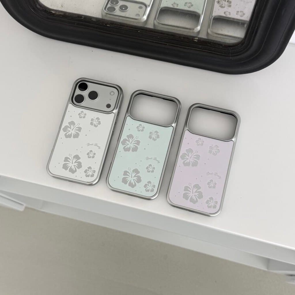 สไตล์เกาหลี ins สาวฤดูร้อนกระจกชบาหวานเหมาะสําหรับ iphone17pro/17promax เคสป้องกัน Apple 16 เคสโทรศัพท์ 16promax เคสป้องกัน 15 กันกระแทก 13/14 กรณี 11/12/12promax/17air/15plus รูปที่ 3