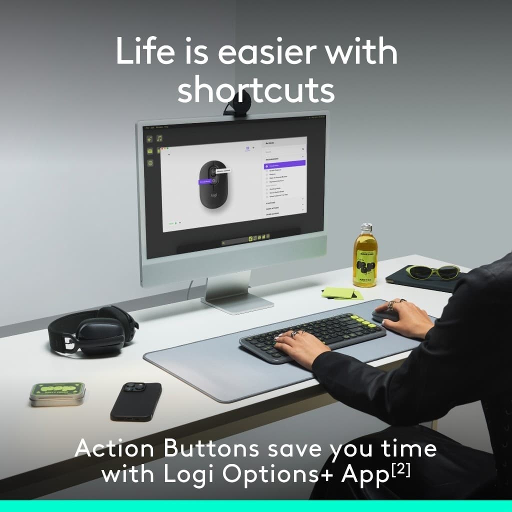 Logitech POP Mouse wireless mouse เมาส์บลูทูธ ไร้สาย เสียงเงียบ ขนาดกะทัดรัด พกพาสะดวก พร้อมปุ่มแบบตั้งโปรแกรมได้ รูปที่ 7