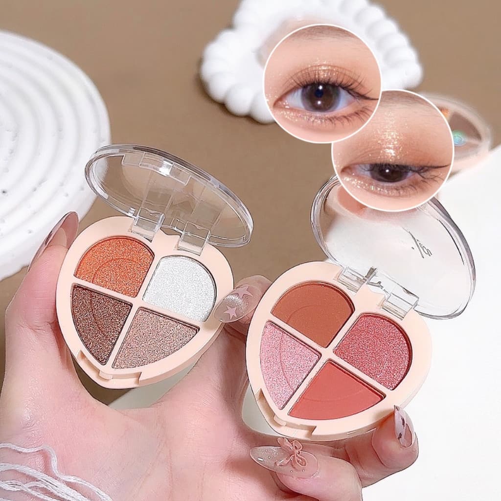 SR-shop: อายแชโดว์ พาเลทอายแชโดว์ 4 สี Eyeshadow เนื้อใยไหม-ประกายชิมเมอร์ กลิตเตอร์ สีสวย กันน้ํา ติดทนนาน รูปที่ 7