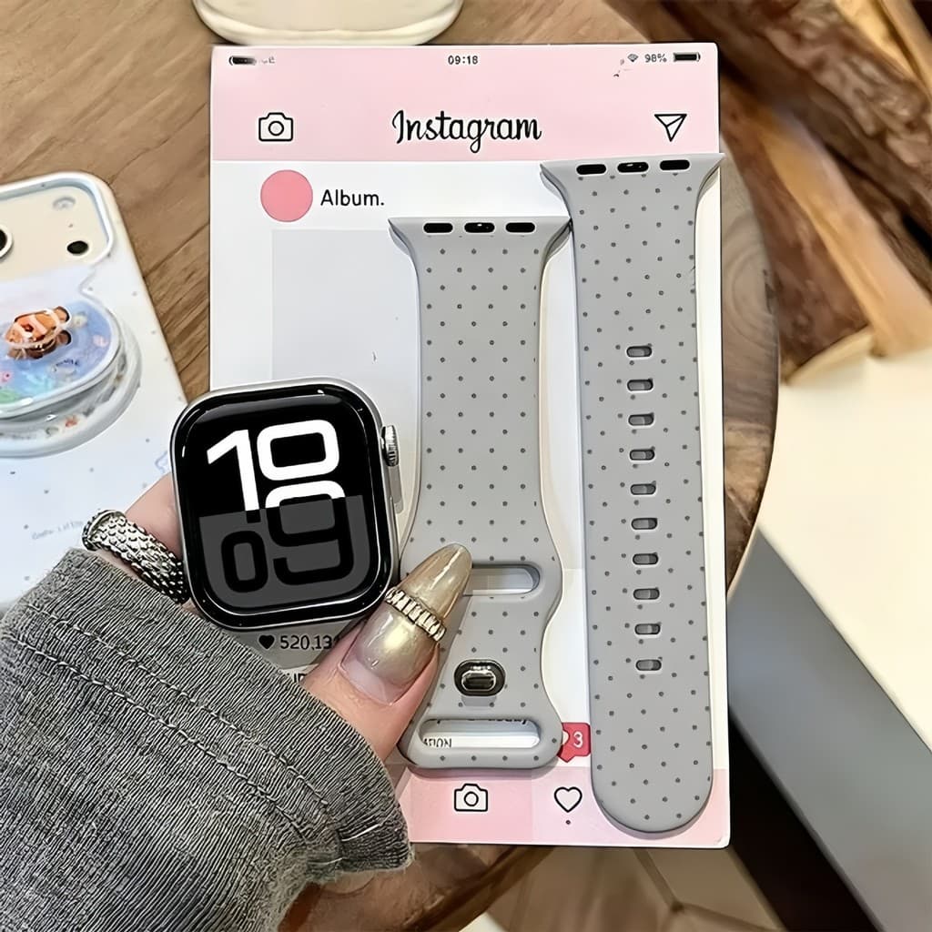 ลายจุดสีขาวเหมาะสําหรับ iwatchs11/10 สาย Apple Watch SE ซิลิโคน Applewatchs9/8/7 รูปที่ 8