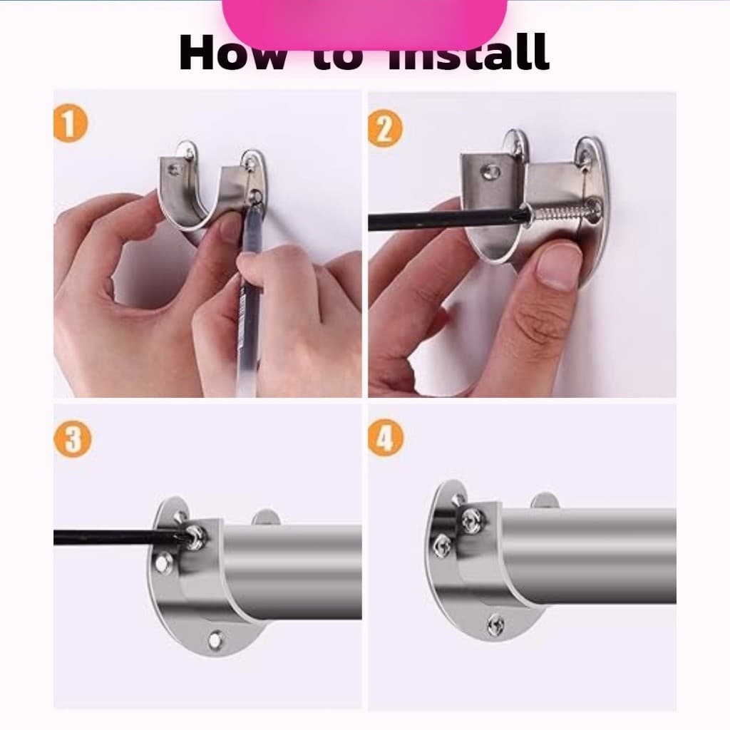 ราวจับหน้าแปลน สเตนเลส รูปตัว U สําหรับในตู้เสื้อผ้า ขนาด 25mm 32mm Closet Rod Brackets รูปที่ 8