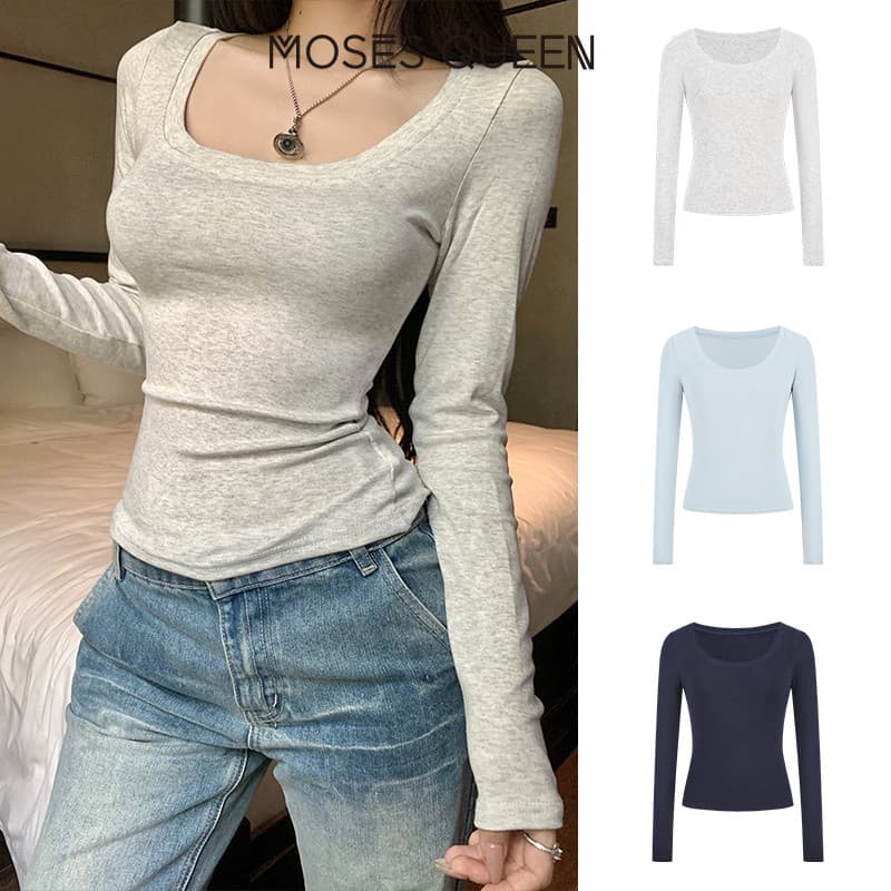 MOSESQUEEN เสื้อผ้ากันแดดสตรี แขนยาว ชั้นในสบายฤดูร้อน กันแดด น้ำหนักเบา ระบายอากาศได้ดี แฟชั่นตัวบน #63079 รูปที่ 5
