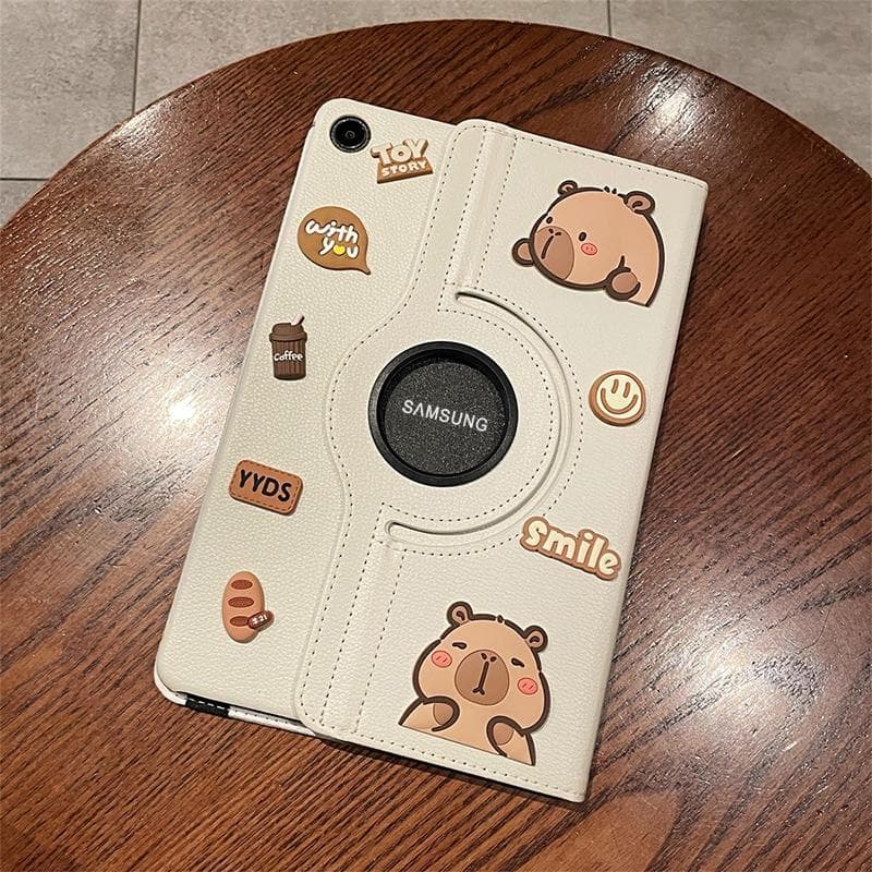 Capybara กาปิบาล่า หมุนได้ 360 หนังแบบฝาพับ เคสแท็บเล็ต Tablet Samsung Tab A11 A9 A8 A7 A 2019 + S10 S9 S8 S7 FE S6 Lite รูปที่ 7