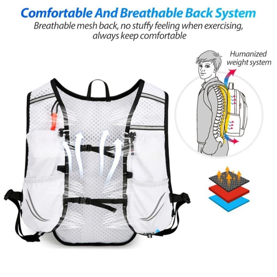7L เดินป่า Hydration กระเป๋าเป้สะพายหลังน้ําหนักเบา Breathable กระเป๋าวิ่งกีฬากลางแจ้งเดินป่าขี่จักรยานปีนเขา รูปที่ 8
