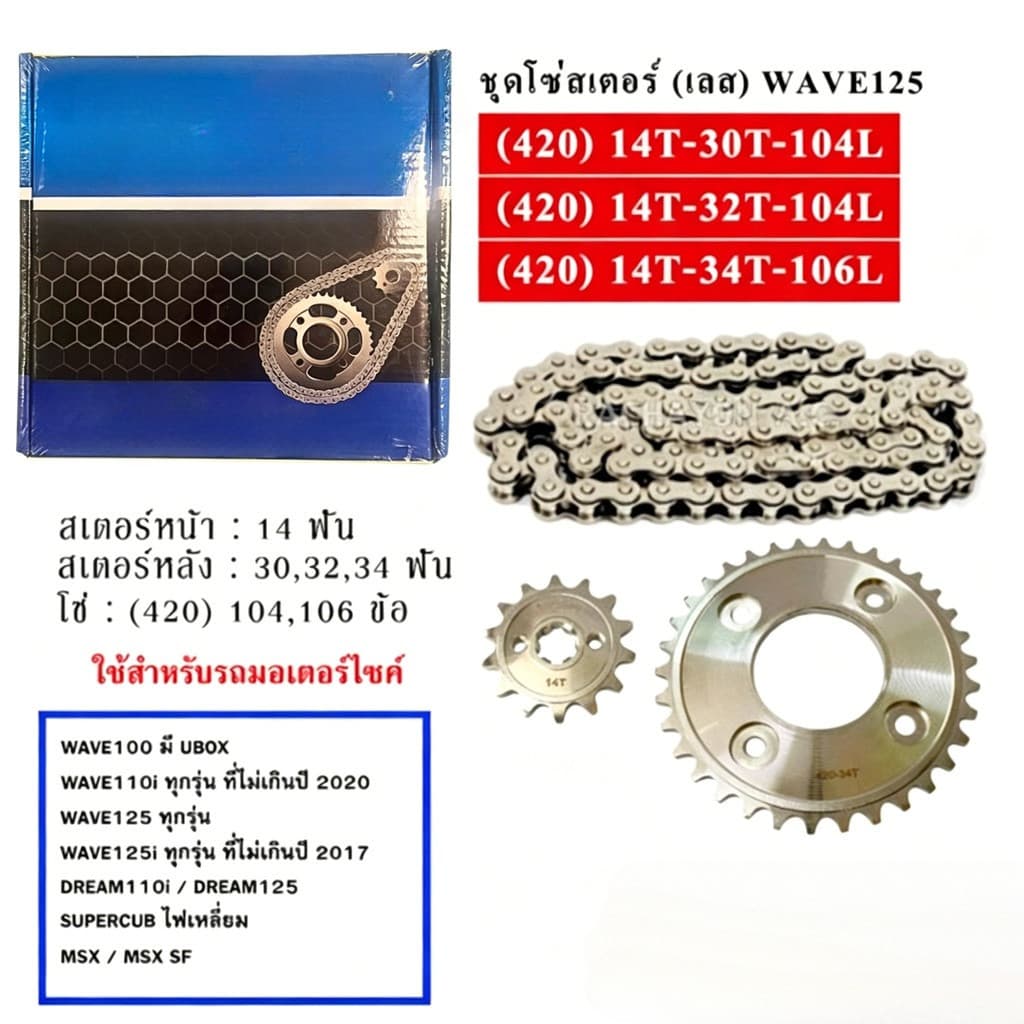 โซ่สเตอร์ ยกชุด รถ MSX Wave110i Wave125 SuperCub รูปที่ 2
