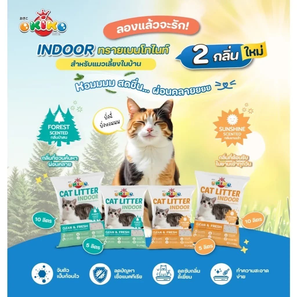 สมายด์ขายถูก OKIKO โอกิโกะ CLASSIC, CARE, INDOOR ทรายเบนโทไนท์ ขนาด 10 ลิตร รูปที่ 3