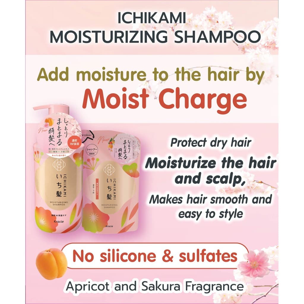 MORITOMO Official - ICHIKAMI Moisturizing Shampoo 450 ml / แชมพูทำความสะอาดเส้นผมหนังศีรษะ ชุ่มชื้น หอมแอปปริคอต+ซากุระ รูปที่ 5