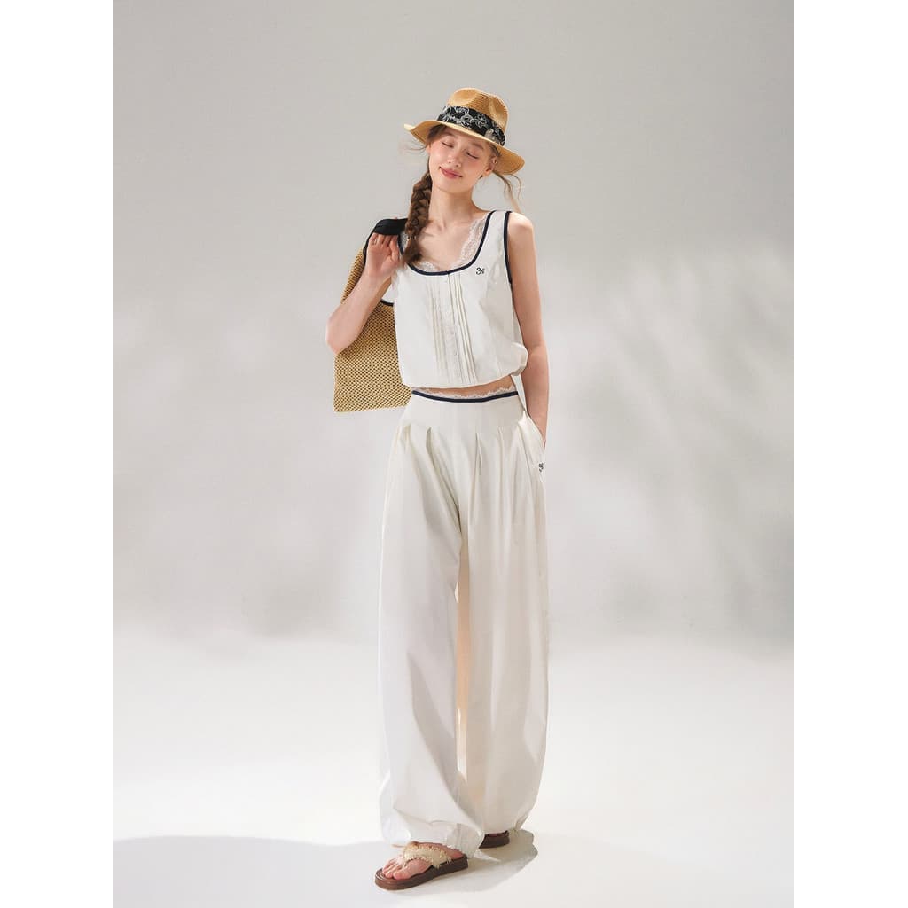 Original Design IRIS BOUTIQUE summer premium sereis 2 IS6583-IP6583 Elegant Lace Trim Tank Top & Balloon Wide Leg Pants รูปที่ 2
