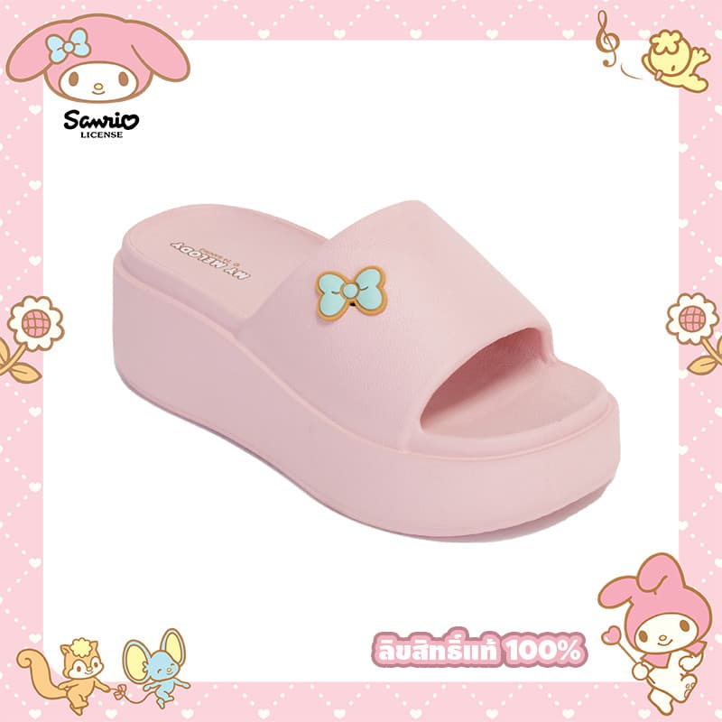 My Melody ส้นตึก รุ่นลิขสิทธิ์แท้ พื้นนุ่มใส่สบาย สีชมพู/ครีมมี่ ดีไซน์สุดคิวท์ รุ่นMM-116 รูปที่ 3