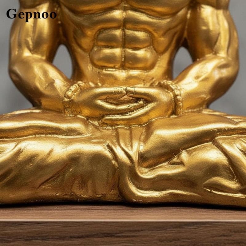 Muscle Buddha การออกแบบสร้างสรรค์เครื่องประดับพระพุทธรูปกล้ามเนื้อเซนรูปปั้นพระพุทธรูปกล้ามเนื้อมือแกะสลักพรีเมี่ยมหัตถกรรมสําหรับนักเพาะกาย, โต๊ะทํางาน, ห้องนั รูปที่ 7