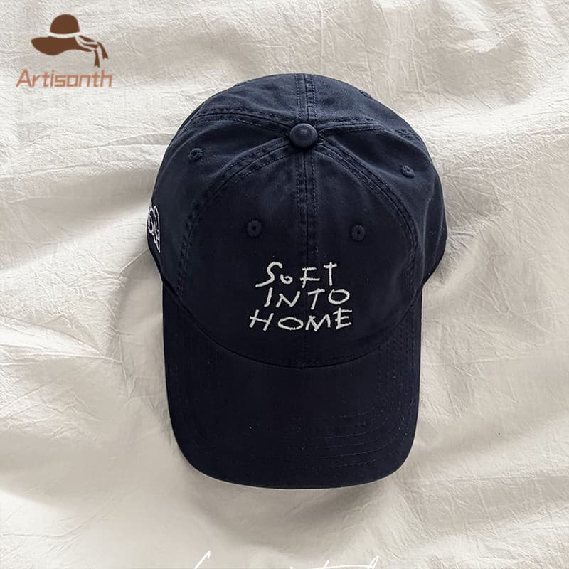 ส่งเร็วหมวกเบสบอลปักตัวอักษร SOFT INTO HOME ปรับขนาดได้ คุณภาพสูสไตล์เกาหลี ีใช้ได้ทั้งชายและหญิง 2026ใหม่ รูปที่ 8