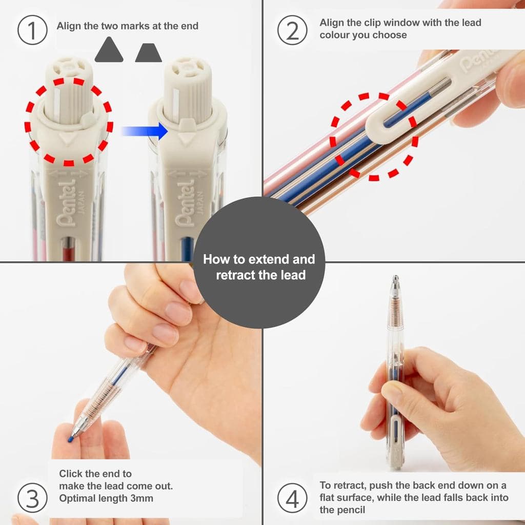 Pentel Art Multi 8 XPH804/ดินสอโฮลเดอร์ 8 สี 2mm/เลือกตัวเดียวหรือเซตพร้อมไส้ 12 สี/ญี่ปุ่น รูปที่ 3